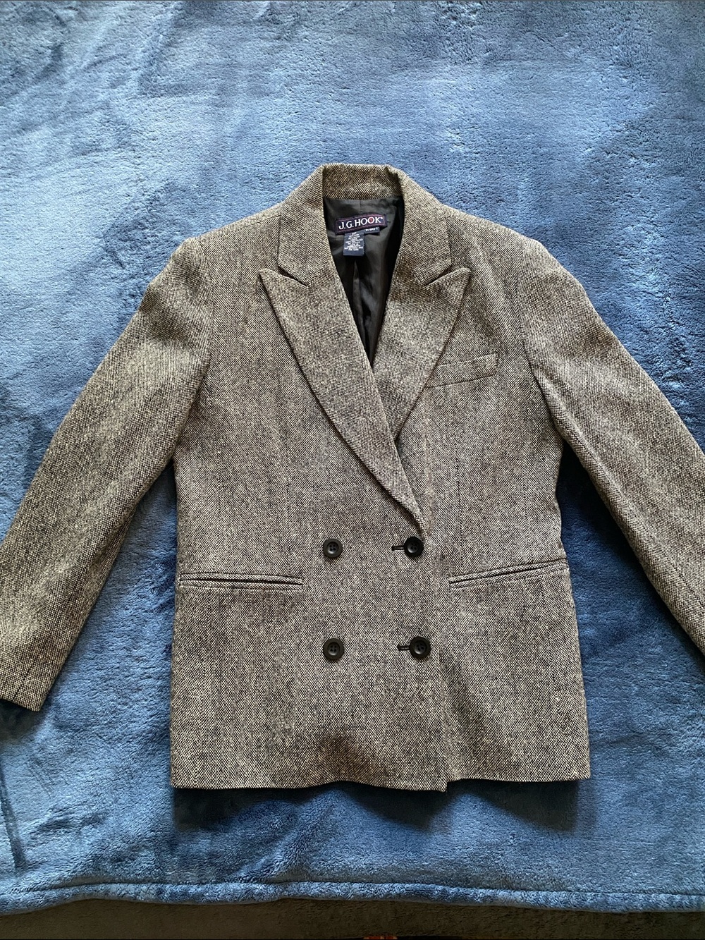 J.G. Hook Grey Tweed Wool Blazer Jacket